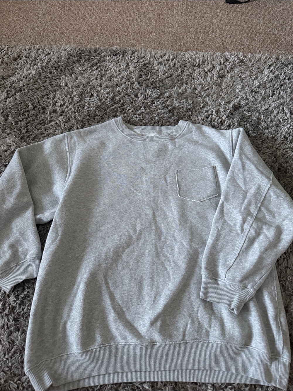 aerie Crewneck Pocket Sweater - Light Gray